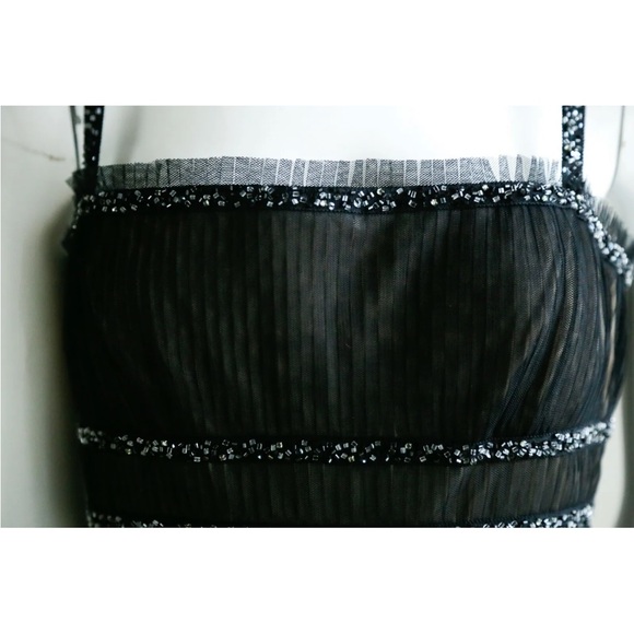 Tea length black tulle BCBG dress with beading detail - Picture 3 of 3